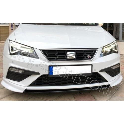 FOR "SEAT" LEON 2017-2020 FR/CUPRA STYLE Xcellence Front Bumper Lip 3 pcs Glossy Black Splitter Diffuser Lip Body Kit