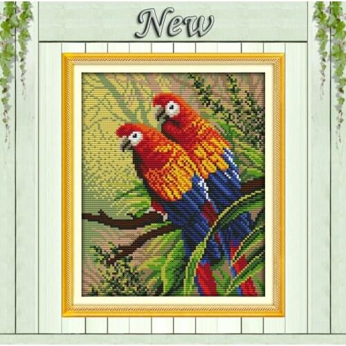 Two parrots 11CT 14CT cotton cloth print Cross Stitch,the animal birds needlework DIY,full embroidery Sets,DMC Cross-Stitch kits