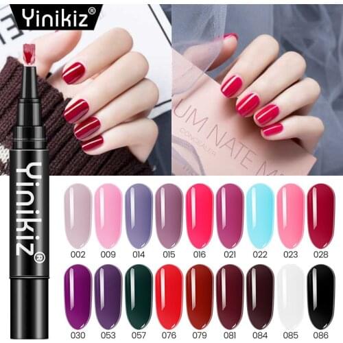 Yinikiz One Step Nail Gel Polish Pen UV LED Gel Pen Varnish Lacquer 3 In 1 Nail Art Manicure Soak Off Gel Polish