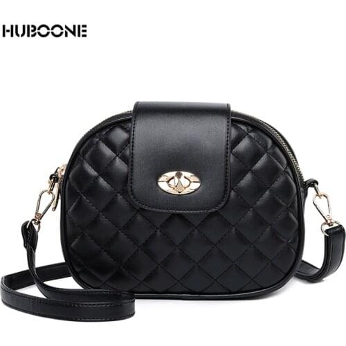 HUBOONE Women Shoulder Bag Ladies Rhombic Handbags Purse Three-layer Chain Leather Small Crossbody Bags For Women bolsa feminina