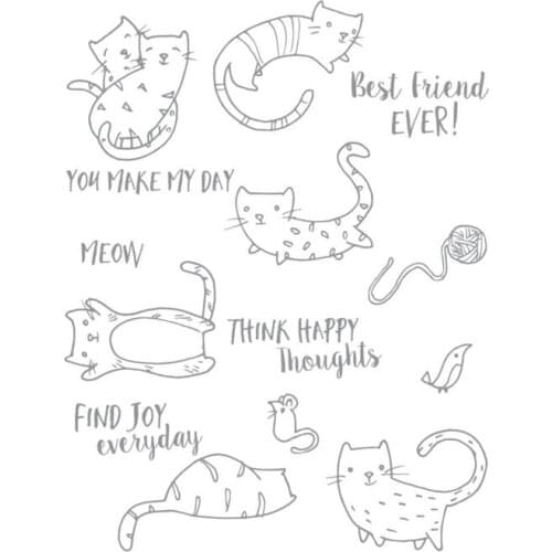 Joy Meow Cat Friend Transparent Clear Silicone Stamp Seal DIY Scrapbooking photo Album Decorative Clear Stamp Sheets
