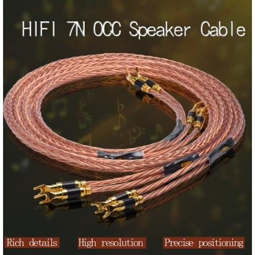 1 Pair Hifi 7N OCC Speaker Cable High Quality Speaker Cord With Carbon Fiber Gold-plated Banana Y Plug