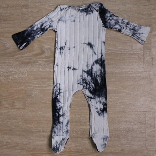Black Tie Dye Baby Girls Boys Cotton Ribbed Ropmers Toddler Baby Clothes Soft Footies bodysuit Dropshipping printing Ropa bebe