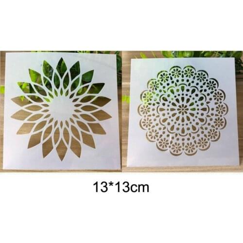 2pc Openwork Sunflower Flower Engraving Drawing Stencil Scrapbooking Album Decorative Embossing Template Drawing