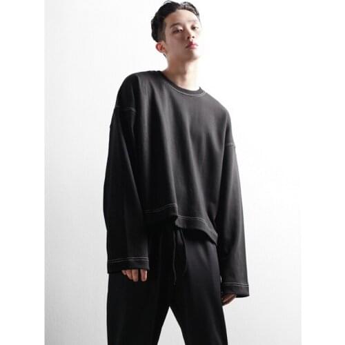 Short mens autumn new Korean loose casual round neck Pullover