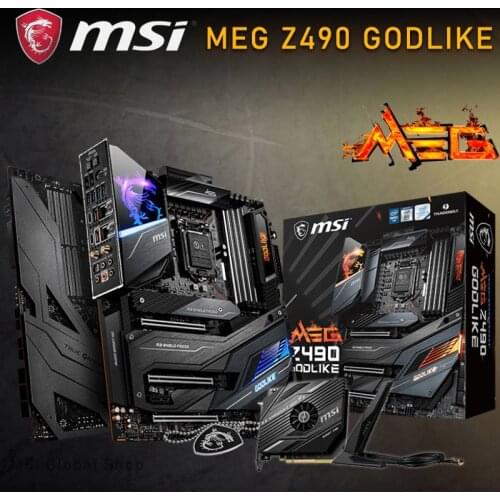 LGA 1200 MSI MEG Z490 GODLIKE Motherboard 128GB Bluetooth 5.1 PCI-E X16 PCI-E 3.0 Desktop Intel Z490 Placa-Mãe 1200 E-ATX New