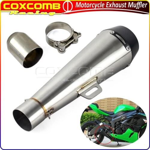 Motorcycle Silencer Pipes For Benelli Kawasaki Honda CBR600 CBR1000 RR Yamaha Suzuki R6 Cafe Racer Black/Chrome Exhaust Muffler