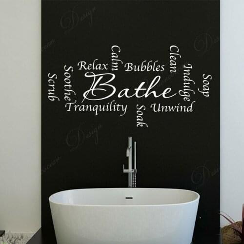 Bathroom Words Soak Bathe Wall Stickers Quote Vinyl Art Home Decor Interior Design Wall Decals Removable Waterproof Murals 4155