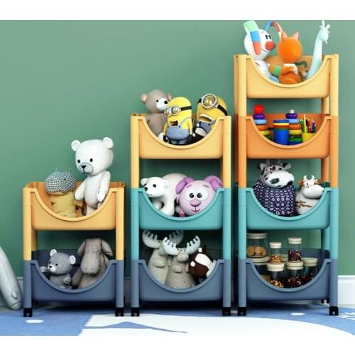 Floor Multi-Layer Storage Basket Kitchen Organizer Fruit Baskets Toy Storage Shelf Household Organization Movable Containers