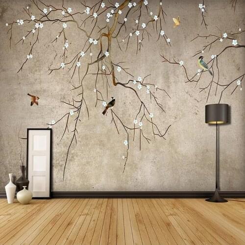 Custom Wall Murals 3D Chinese Style Hand Painted Flower Bird Oil Painting Abstract Art Mural Study Bedroom Living Room Wallpaper