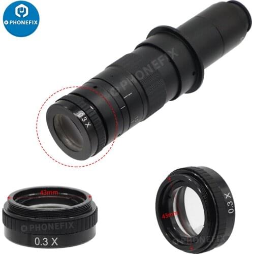 0.5X 2.0X Auxiliary Barlow Objective Glass Lens For 180X-300X Zoom C-Mount Microscope Camera Lens Digital Industry Video Camera