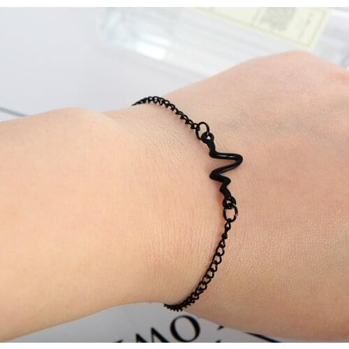 Wholesale Sales Punk 2018 New Fashion Bracelet Simple Personality Design Lightning Heart Beat Frequency Couple Bracelet