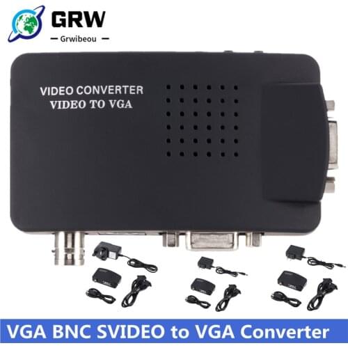 VGA BNC SVIDEO to VGA Video Converter VGA Out Adapter BNC to VGA Converter Composite Digital Switch Box Box WITH DC CABLE