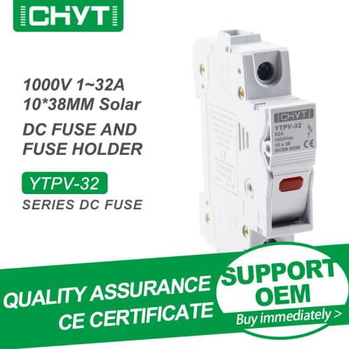 Free Shipping CHYT YTPV-32 1Sets 1 Pole 10x38mm gPV PV DC Fusible 1000V 32A Fuse And Fuse Holder for Solar System Protection