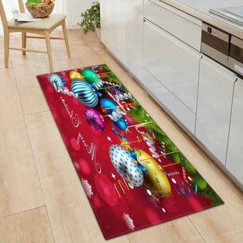 Merry Christmas Kitchen Carpet Bedroom Entrance Doormat Home Hallway Balcony Rug Printed Water Mat Absorption Anti-Slip Bathroom