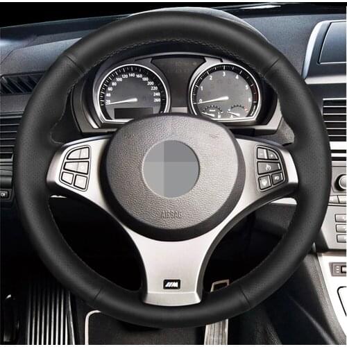 DIY Black Artificial Leather Anti-Skid Wear-Resistant And Breathable car Steering Wheel Cover Dedicated to BMW E83 X3 2009 2010