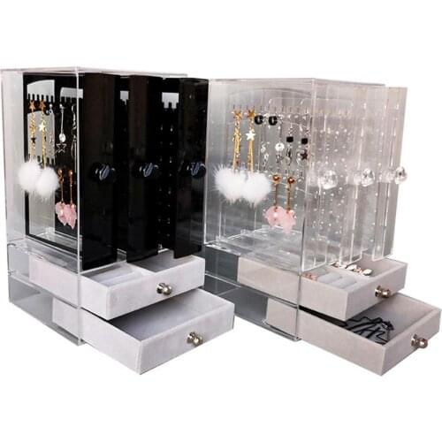 Dust-proof Jewelry Box Bracelet Jewelry Storage Rack Shelf Earrings Ear Stud Jewelry Display Organizer Stand Holder boite cadeau