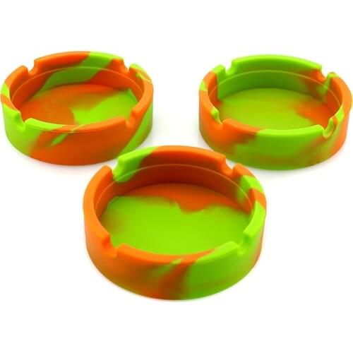 Silicone Ashtray Rubber High Temperature Resistant Round Camouflage Fluorescent Ashtray for Indoor Outdoor WXV Sale
