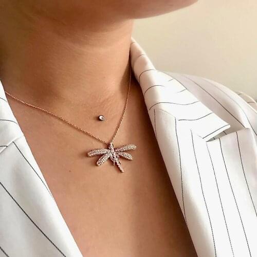 Dragonfly 925 Sterling Silver Necklace Women Girls Gift Jewelry Accessories Fashion Handmade Elegant Chain