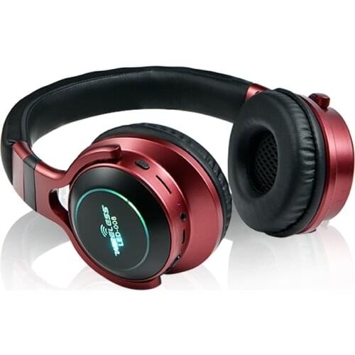 LED Light Wireless Bluetooth V5.0 Headphones Over-Ear Wireless Earphone 3D Stereo Headset Support TF Card FM 3.5mm AUX Audio