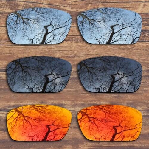 ToughAsNails 3 Pairs Black.Silver.Fire Red Polarized Replacement Lenses for Oakley Fuel Cell OO9096 Sunglasses