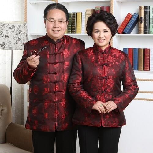 Traditional Chinese New Year Cotton Clothes Couples Tang Costume Vintage Cheongsam Hanfu Women Tunic Tops Men