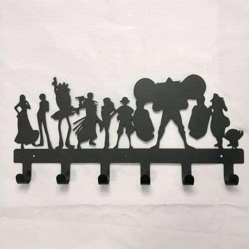Free Nail Black Iron Hanger Creative Children Room Clothes Metal Hanger Wall Hanging Wardrobe Storage Onepiece Flag Cartoon Hook