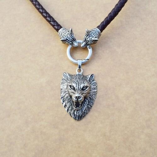 Viking Wolf Head Necklace Mens Necklace Jewelry 1PCS
