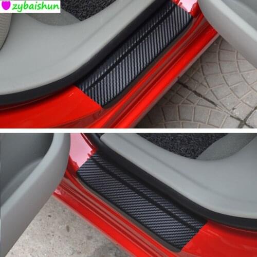 Carbon Fiber Vinyl Sticker Car Door Sill Protector Scuff Plate For CHEVROLET CRUZE Car Accessories