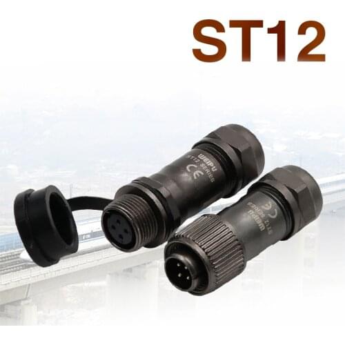 WEIPU ST12 ST1210-ST1211 Male Female In-line Avaition Plug Socket Waterproof M12 2 3 4 5 6 7 9 Pin Cable Connector Solder Wire