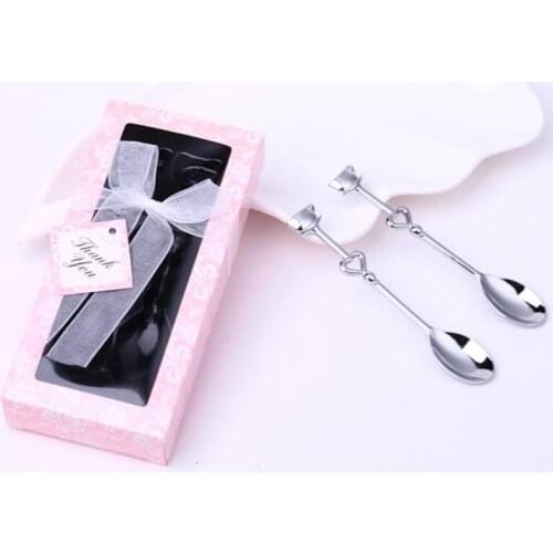 100set 2pcs/set Heart Shaped Love coffee tea measuring Spoon Wedding decoration gift stainless steel dinner tableware sets SN