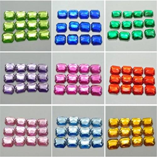 100 Flatback Acrylic Rectangle Sewing Rhinestone Gem Button 10X14mm Sew on beads