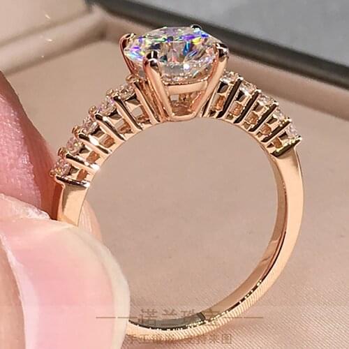 10K Au417 Rose Gold Women Ring Moissanite Diamonds 1 2 3 4 5 Carat Round Wedding Party Engagement Anniversary Ring Trendy
