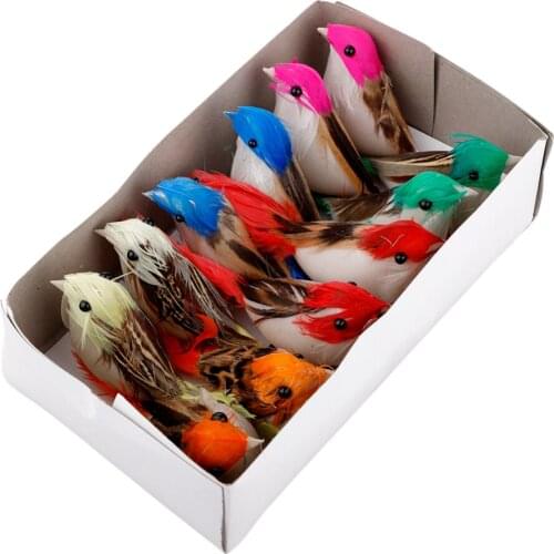 12 Pcs Artificial Simulation Foam Birds Mini Ornaments DIY Craft For Wedding Decoration Home Garden Party Accessories