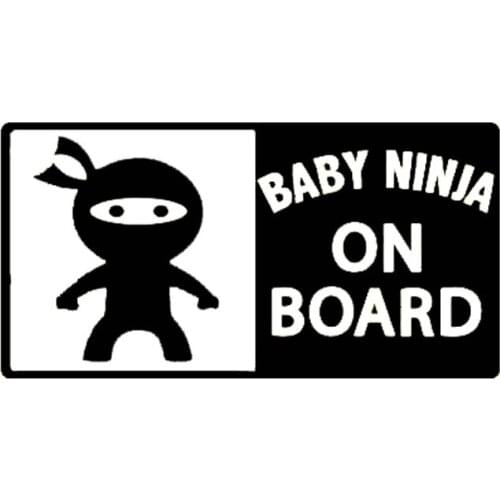 16.5*8.4CM BABY NINJA ON BOARD Creative Car Styling Warning Sign Decal Vinyl Car Sticker Black/Silver C9-2312