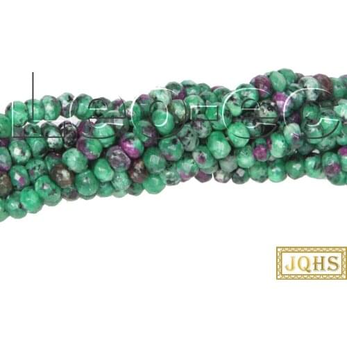 5psc 2X4mm Faceted Rondelle red green Ruby In Zoisite Gems Loose Beads for Jewelry Making Strand v1724
