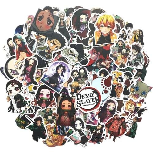 50/100pcs Anime Demon Slayer Kimetsu No Yaiba Sticker Waterproof PVC Skateboard Luggage Motorcycle Guitar Kid Boy Vsco Sticker