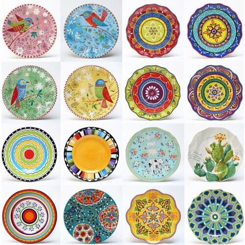 8-inch personality hand-painted tableware Western food plate creative ceramic plate home set combination