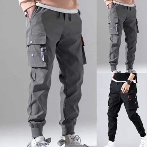 80% Hot Sales!! Pants Solid Color Thin Male Men Beam Feet Cargo Pants for Daily Life