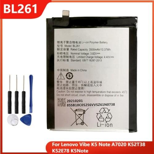 Original Phone Battery BL261 For Lenovo Vibe K5 Note A7020 K52T38 K52E78 K5Note Replacement Rechargable Batteries 3500mAh