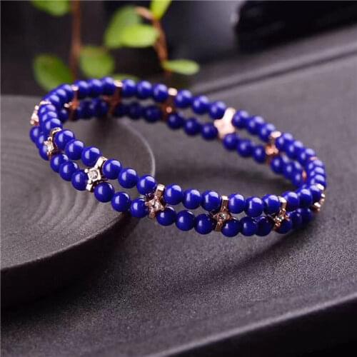 Free Shipping Natural Royal Blue Lapis Lazuli Gemstone Beads Bracelet AAA 4mm(MLSJ)