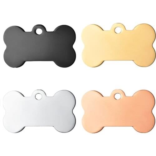 Stainless Steel Dog Bone Tag40*21mm/5*28mm/36*22mm Blank Metal Pendant for Engraving Pet ID Gold/Rose Gold/Black Color 10pcs