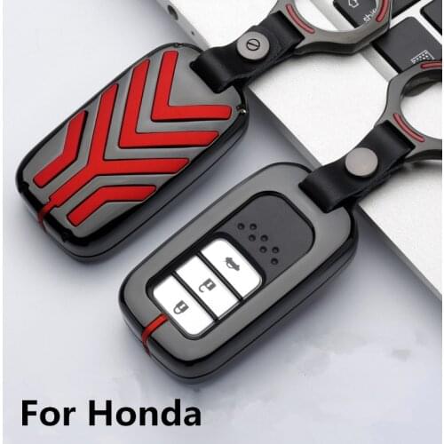 Zinc alloy Key Car Cover Case For Honda Civic Vfc 2017 Accord 2003-2007 Cr-v Freed Pilot Style Car Key Ring Holder Keychain