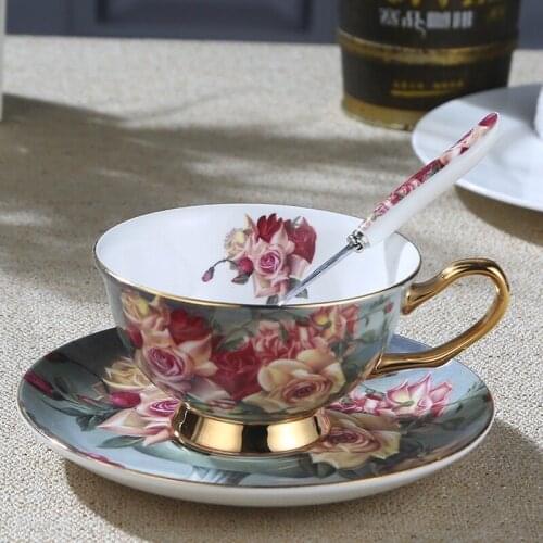 European style fruit flower tea cup household ceramic cup flower tea cup English afternoon tea tea set tea cup set coffee cup