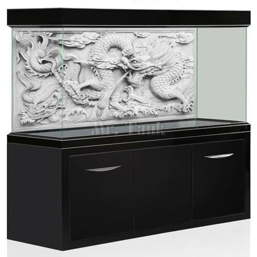 Mr.Tank HD Aquarium Background Poster 3D Effect Grey Dragon Cameo PVC Fish Tank Wall Sticker Decorations