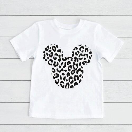 Harajuku T Shirt Kids Ullzang T-shirt Baby Girl Boy Leopard Mickey Mouse Head Graphic Tshirt Grunge Aesthetic Top Tees Children
