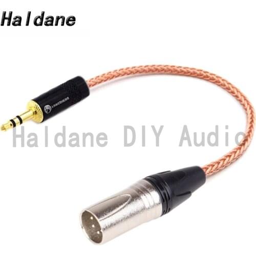 Haldane 3.5mm Stereo 3pole Male to 4pin XLR Balanced Male OCC Single Crystal Copper Audio Adapter Cable 3.5 to XLR Connector