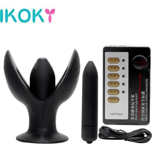 IKOKY Electric Shock Anal Plug Vibrator Silicone Opening Butt Plug Sex Toys for Women Adult Games Prostate Massage Sex Products
