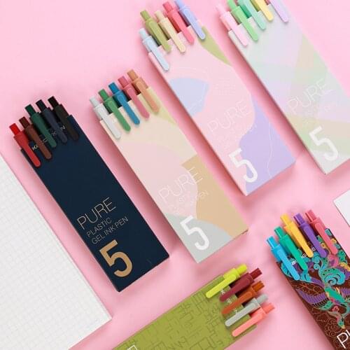 KACO PURE Retractable Color Gel Pen 0.5mm Retro/Morandi /Macaron Colour Cute Stationery Office School Supplies