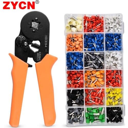 960pcs/Box Wire Terminals Electrical Crimp Connector Insulated Ferrules Block Cord End Clamp Cold Pressed E/TE Set HSC8 Pliers